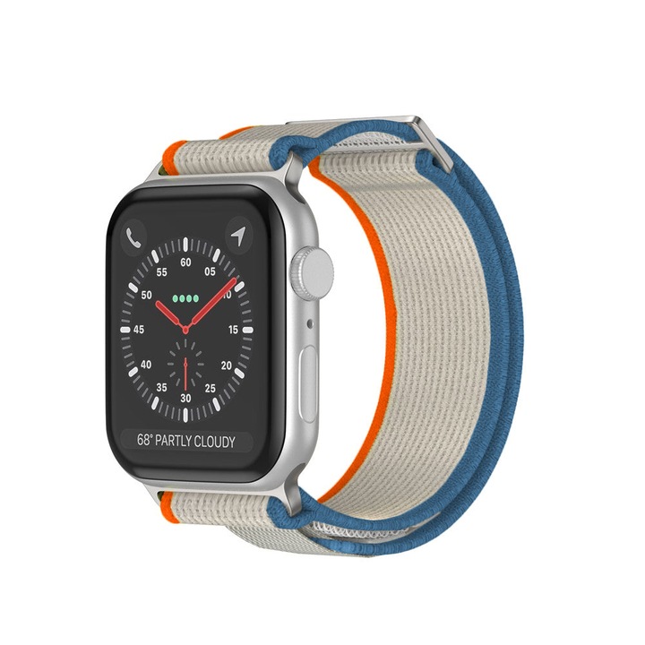 Curea Trail compatibila cu Apple Watch Ultra3/Ultra 2/Ultra/SE3/SE2/SE/11/10/9/8/7/6/5/4/3/2/1 - 42/44/45/46/49 MM CASEY STUDIOS™, Ajustabila, Respirabila, Material Textil, Negru/Gri