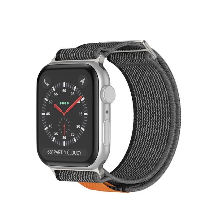 Apple Watch Ultra 2/Ultra/SE/9/8/7/6/5/4/3/2/1 okosórával kompatibilis Trail Strap - 42/44/45/49 MM CASEY STUDIOS™, Állítható, Légáteresztő, Textil anyagú, Bézs/Narancssárga