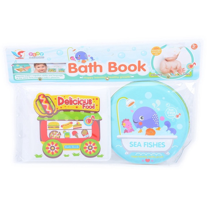 2db oktató fürdőkönyv készlet, hangos, állat témájú, puha, vízálló