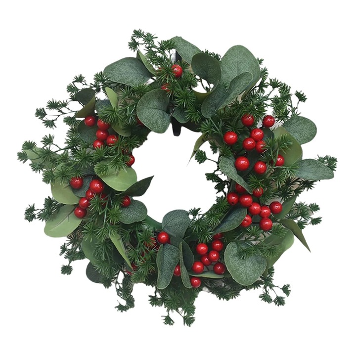 Coroana de Craciun, decor multicolor, 30x30cm, pentru usa sau fereastra