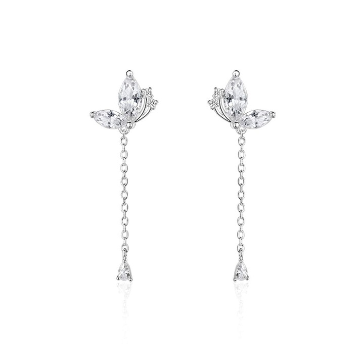 925 ezüst fülbevaló pillangóval és CZ kövekkel, elegáns design