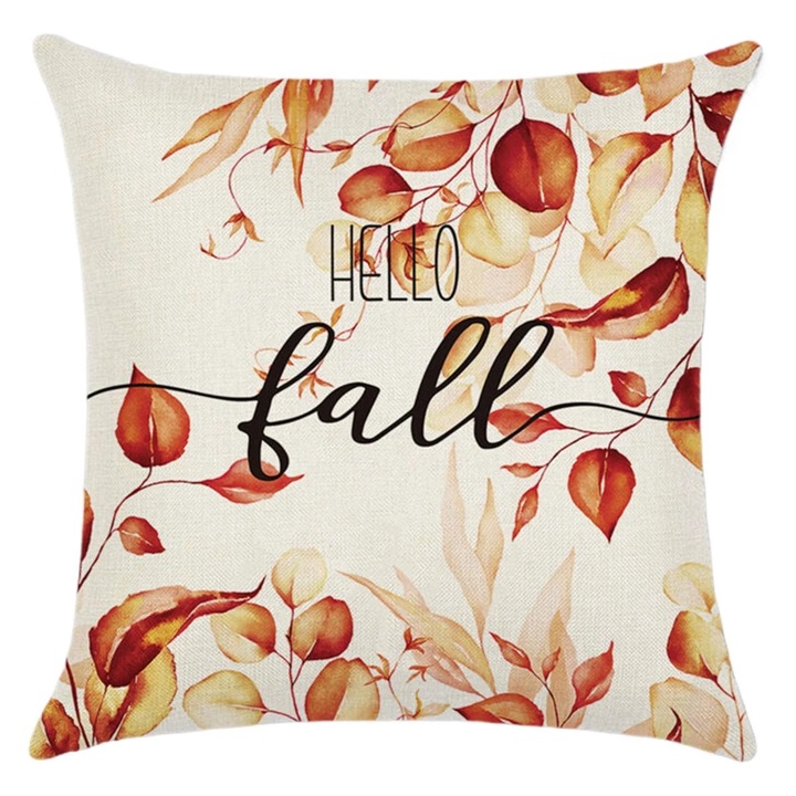 Perna decorativa de toamna, cu frunze de artar, multicolor, 45x45cm