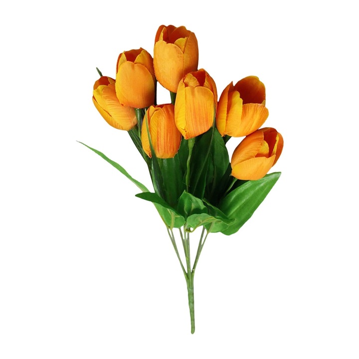 Buchet de flori artificiale din matase, 7 capete, 37cm, multicolor, pentru nunta si decorare interioara/exterioara