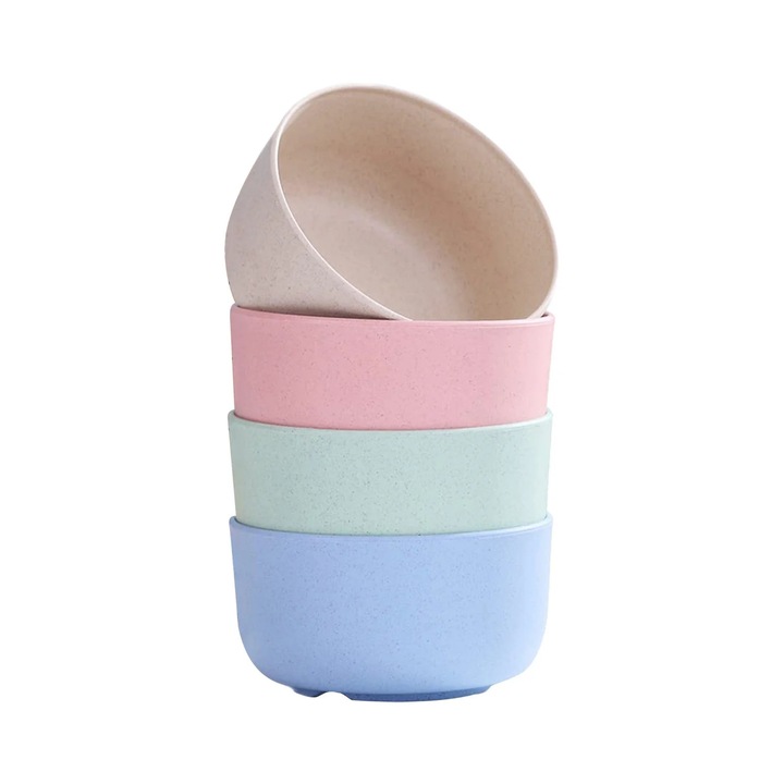 Set de 4 boluri pentru gustari din fibra de grau, 14 oz, multicolor, 11x6cm