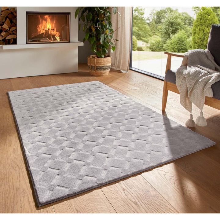 Modern szőnyeg Rio 3D Join (Grey) 60x220cm Szürke