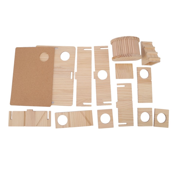 Casa din lemn pentru hamsteri, Enforose, rezistenta la uzura, cu ascunzatoare