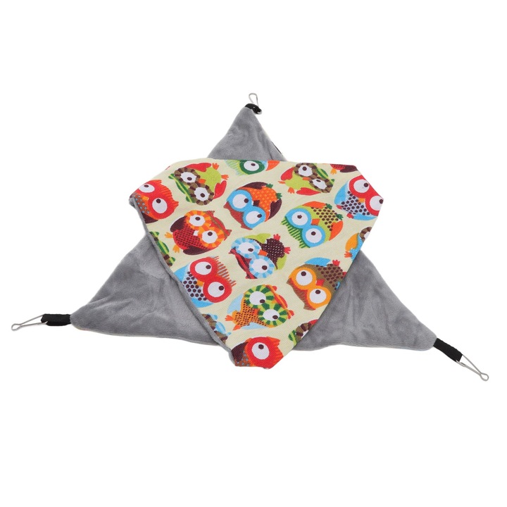 Culcus pentru animale mici Enforose, hamac dublu strat, material canvas si flanel, 35x35x35cm