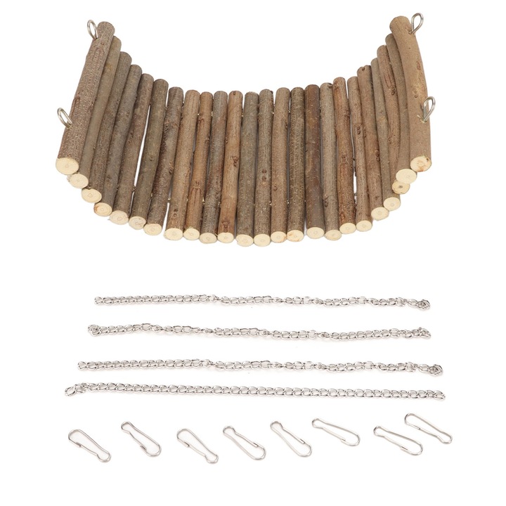 Leagan din lemn pentru hamster, Enforose, spatiu natural mare, cu lant suspendat, 15x30cm/5.9x11.8inch