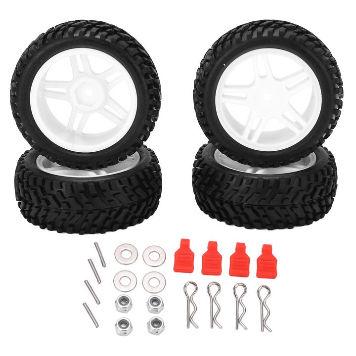 Set 4 roti RC Enforose 75mm, cauciuc, pentru vehicul off-road WLToys 144001