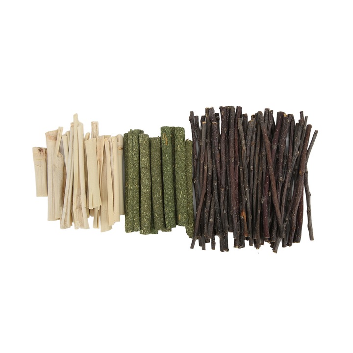 Set jucarii de mestecat pentru hamster, Enforose, sigure, non-toxice, crengute de mar, betisoare de iarba, bambus dulce, 300g