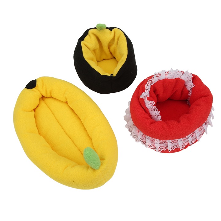 Culcus pentru Hamster Set 3 piese, Enforose, forma mar, forma banana, forma rotunda, 16x11cm, 17x14cm, 27x7x16cm
