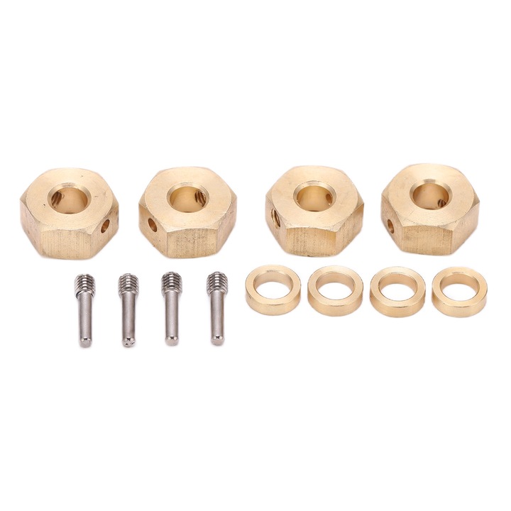 Adaptoare hexagonale pentru roti RC, Enforose, set 4 bucati, alama, 10mm, 12mm, 5mm