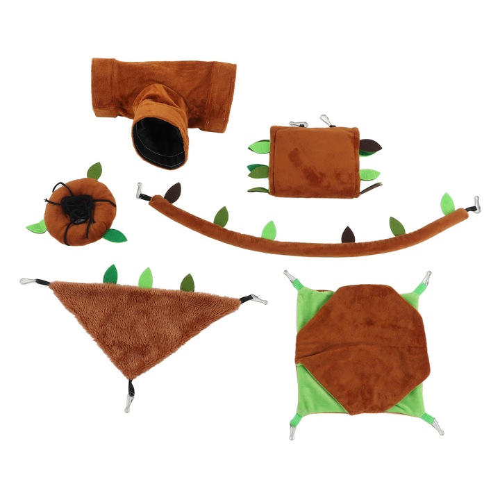 Set culcusuri pentru hamster, Enforose, 6 piese, material plus, multicolor, dimensiuni variate