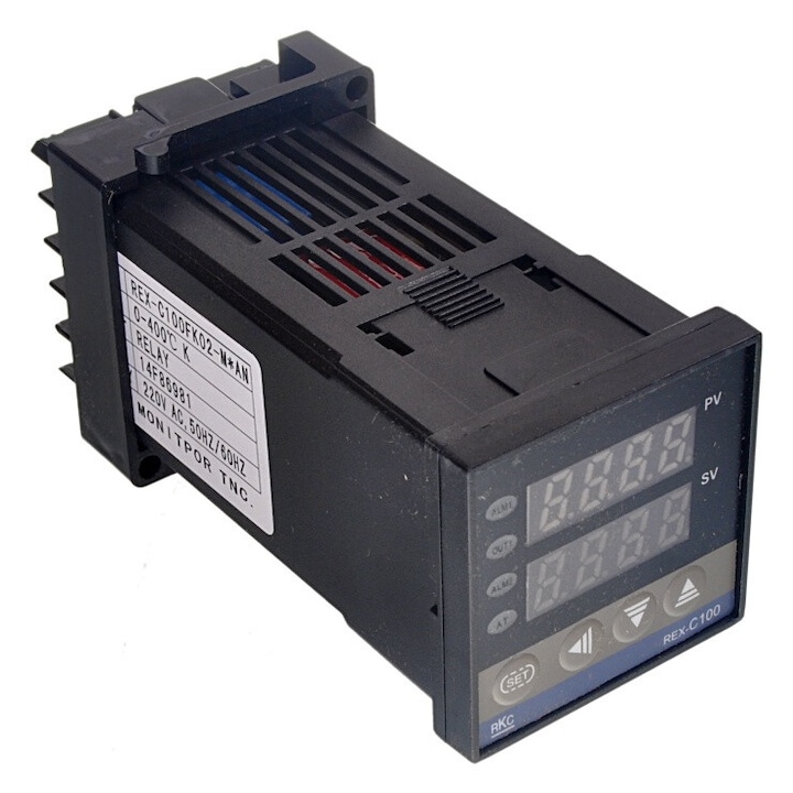 OEM Hőszabályozó, Rex, C100 Fk02-M*An, 230V Ac, K, J, R, S, B, E, T, N, Pt100 érzékelők, Pontosság 0,5%, Relé kimenet, Dupla LED kijelző, Méretek 48x48x100 mm, Riasztási funkció, Hőmérséklet-tartomány -199-1820°C