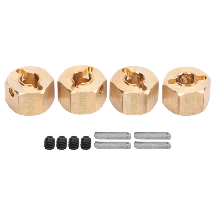Set 4 buc Adaptor extins pentru butuc roti hexagonale 12mm, Enforose, din alama, rezistent la uzura
