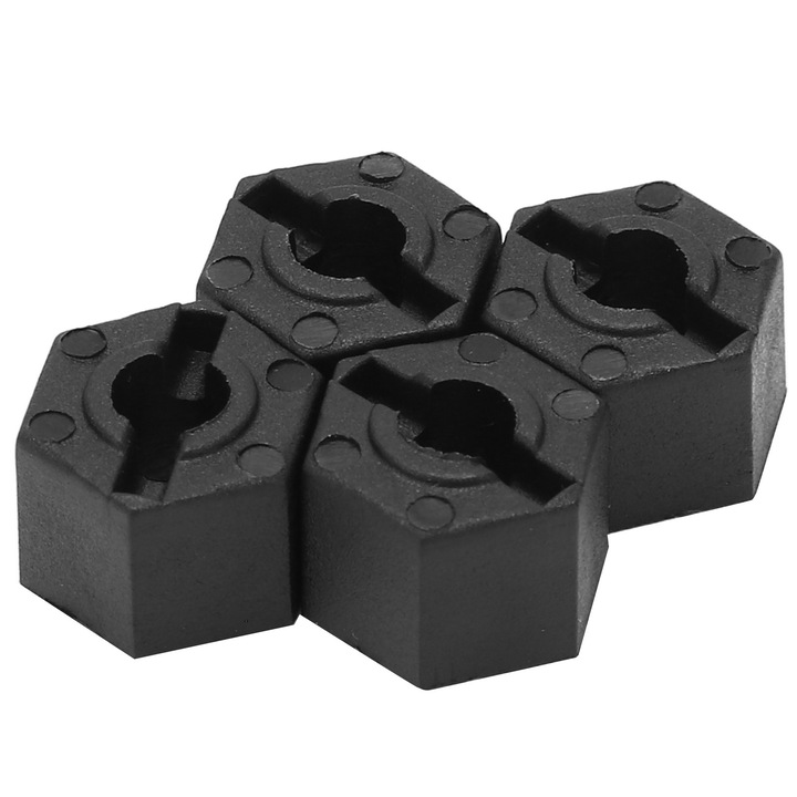 Set 4 adaptoare extindere butuci roti Enforose, plastic, negru, 12x9mm pentru ZD Racing 7504 1/10 RC
