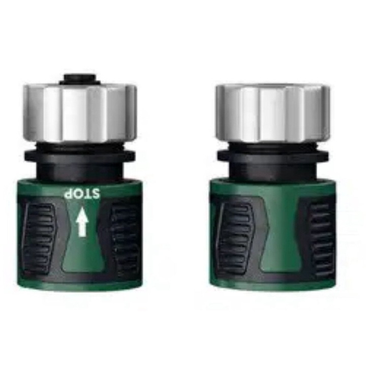 Set Racordare Furtun Parkside, Supapa 2 Cai Rotativa, 13mm( 1/4"), Aluminiu, Plastic, Verde/Negru
