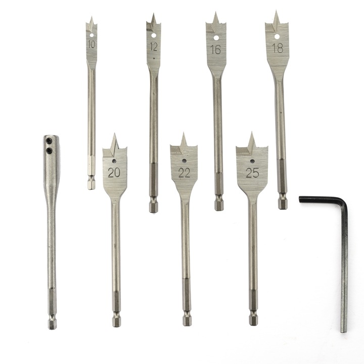 Set burghie plate pentru lemn 9 buc 10-25mm RBP9