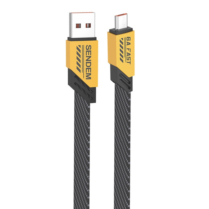 Adat- és gyorstöltő kábel, C TYPE/C TYPE 5A, M83A USB​/​MICRO USB​ 66 W, sárga