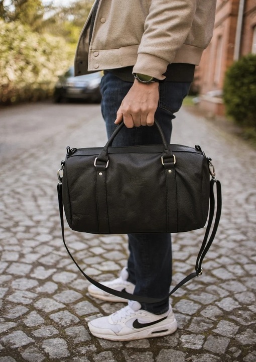 Valódi bőr táska, HERALD, uniszex, 1 rekeszes, fekete