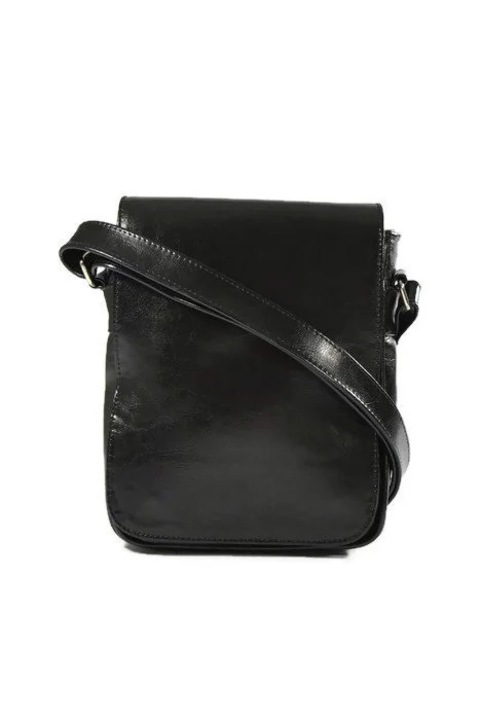 Geanta dama din piele, DAN-A, neagra, cu bretea reglabila, 1 compartiment, 30x25cm