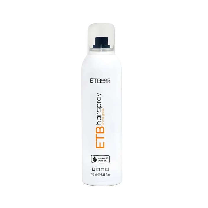 Fixativ Luciu Pentru Par, Etb Hair Professional, Efect instant, Pulverizare fina, Protectie UV, Parfum fructat-floral, 250ml, Alb
