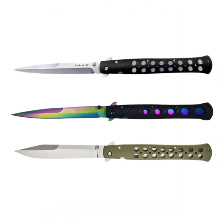 Set trei bricege, lama blocabila, prindere curea, 33 cm, multicolor