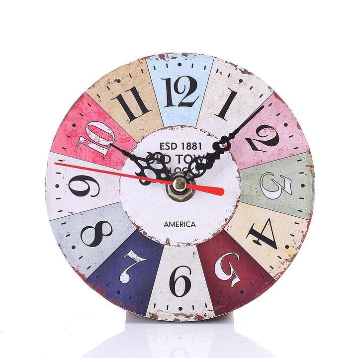 Ceas de perete vintage YANYXR lemn 13x13cm maro