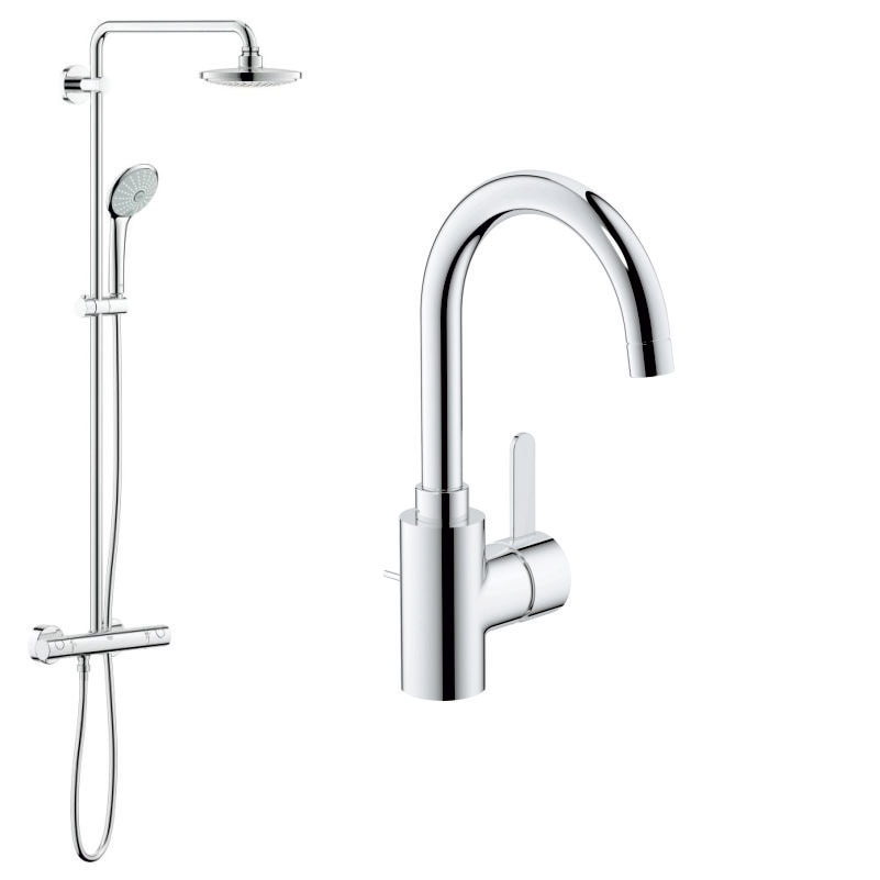 Pachet sistem dus Grohe Euphoria + baterie lavoar Cosmo pipa C