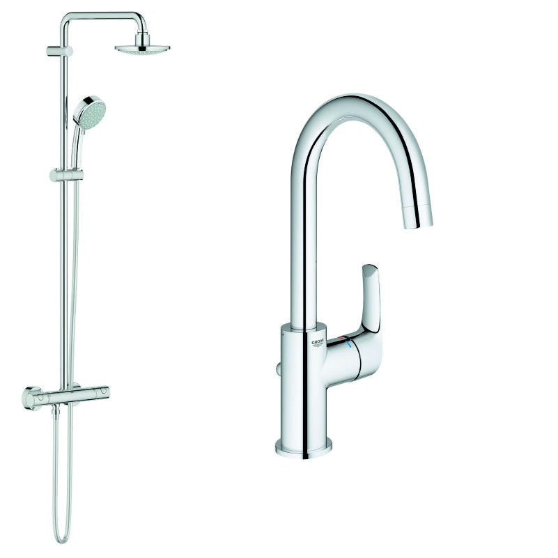 Pachet sistem dus Grohe New Tempesta + baterie lavoar pipa tip C Eurosmart