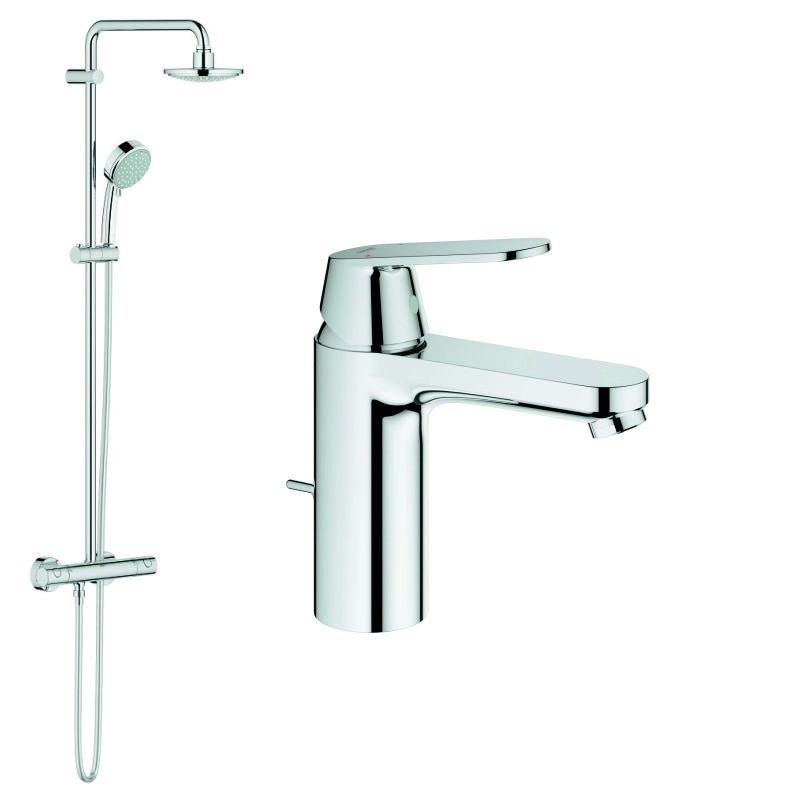 Pachet sistem dus Grohe New Tempesta + baterie lavoar inaltime medie Cosmo