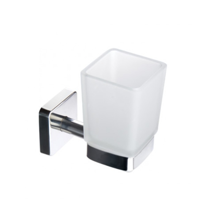 Pohártartó matt üvegből, kefékhez és tartozékokhoz, Kapitan QUATTRO, rozsdamentes acél INOX 18/10