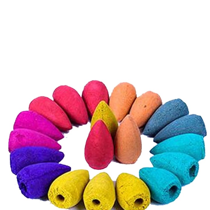 Set 40 conuri de tamaie cu efect de revenire, aroma mixta, odorizant pentru camera, multicolor