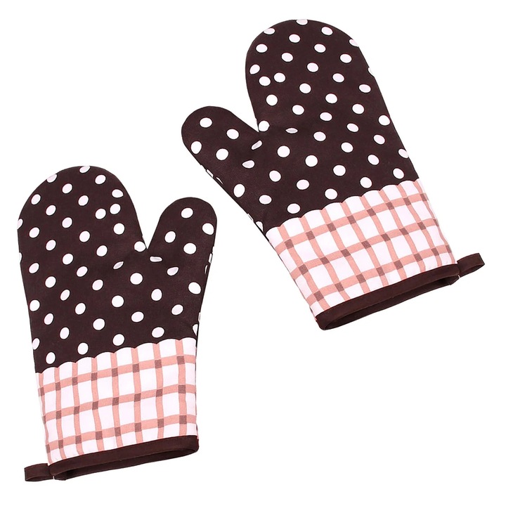 Set 2 Manusi de Cuptor pentru Gatit, Culoare Multicolor, Material Bumbac