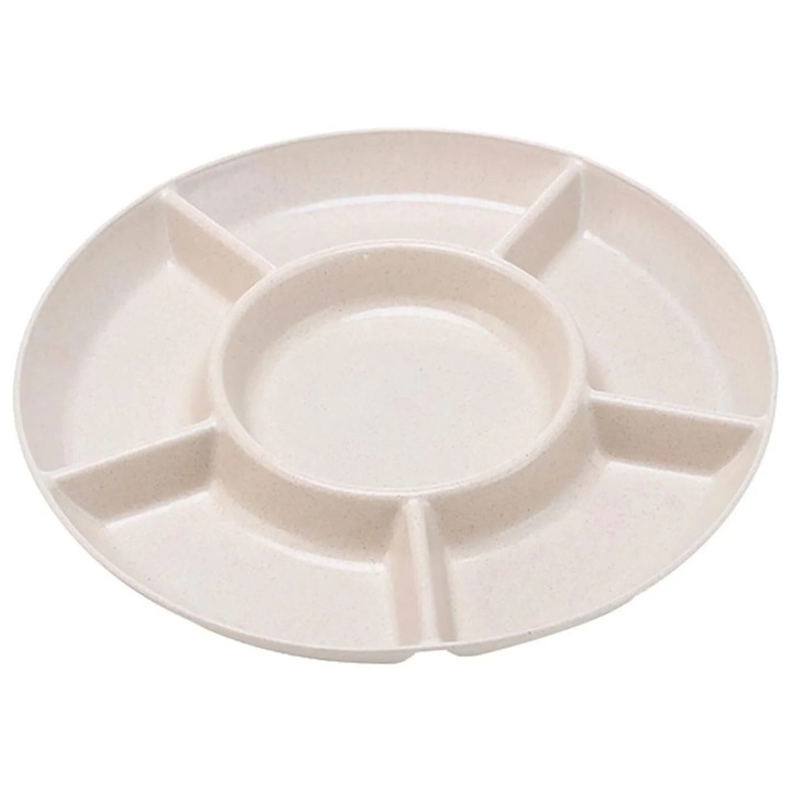 Tava de servire pentru snacks-uri, Plastic, Bej