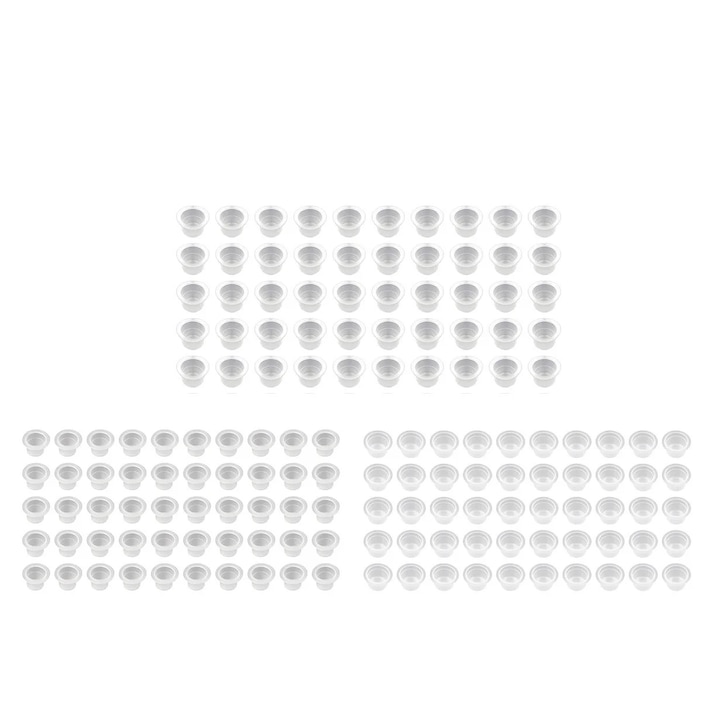 Set 150 cupe pentru cerneala tatuaj, dimensiuni 9, 13, 16, alb