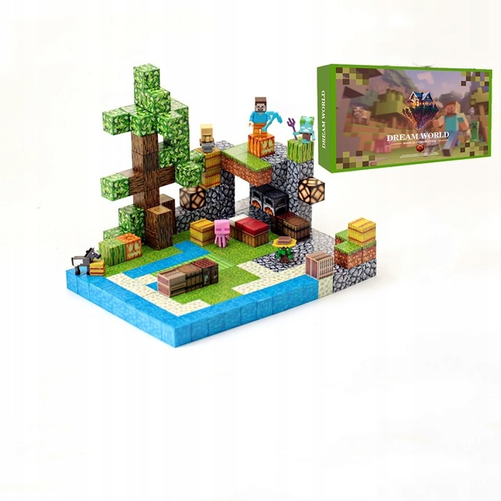 Mágneses építőjáték készlet, 6 figura, 2x2cm, többszínű