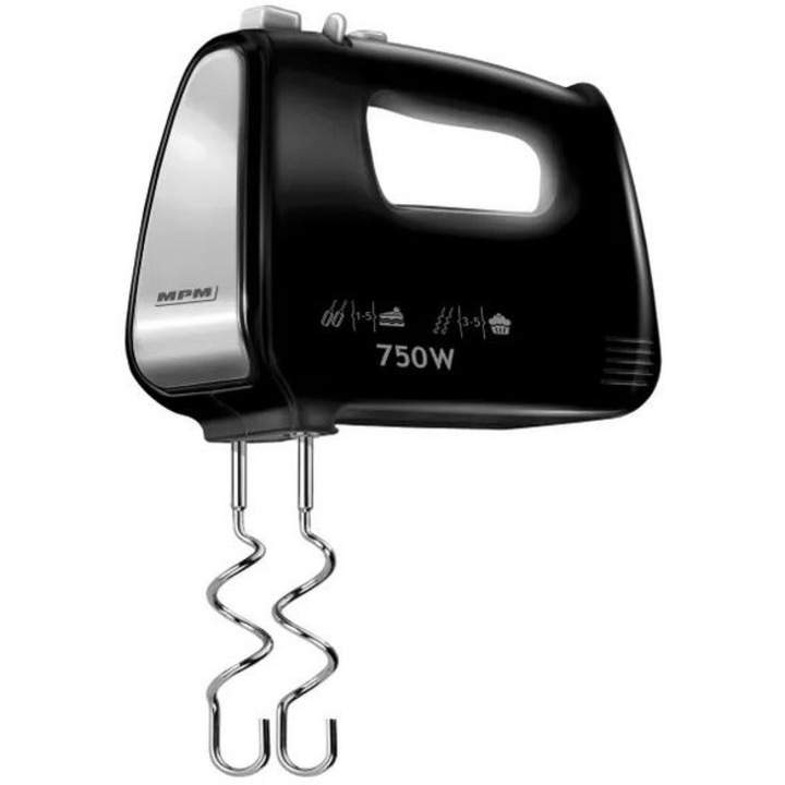Ръчен миксер MPM MMR-19_C, 750W, бъркалка, бъркалка за месене, черен