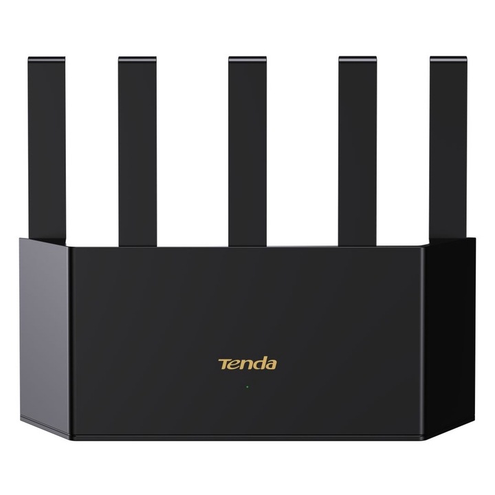 Рутер Tenda TX12L PRO AX3000 двубандов, Gigabit Wi-Fi 6 рутер, 5 външни антени, 5 GHz: 2402 Mbps, 2,4 GHz: 574 Mbps, черен