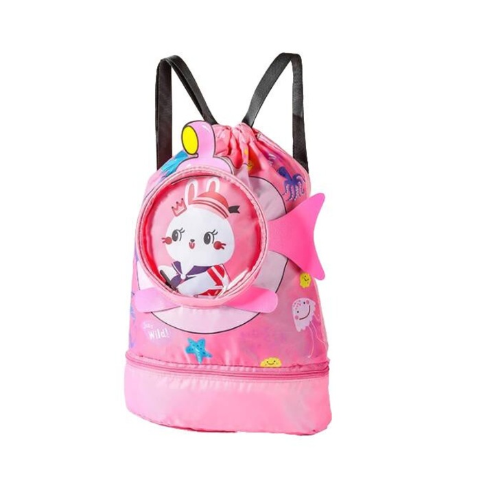 Gyerek úszóhátizsák, nedves-száraz víz elleni védelemmel, nagy kapacitású, vízálló, rózsaszín, 4+ éves kortól