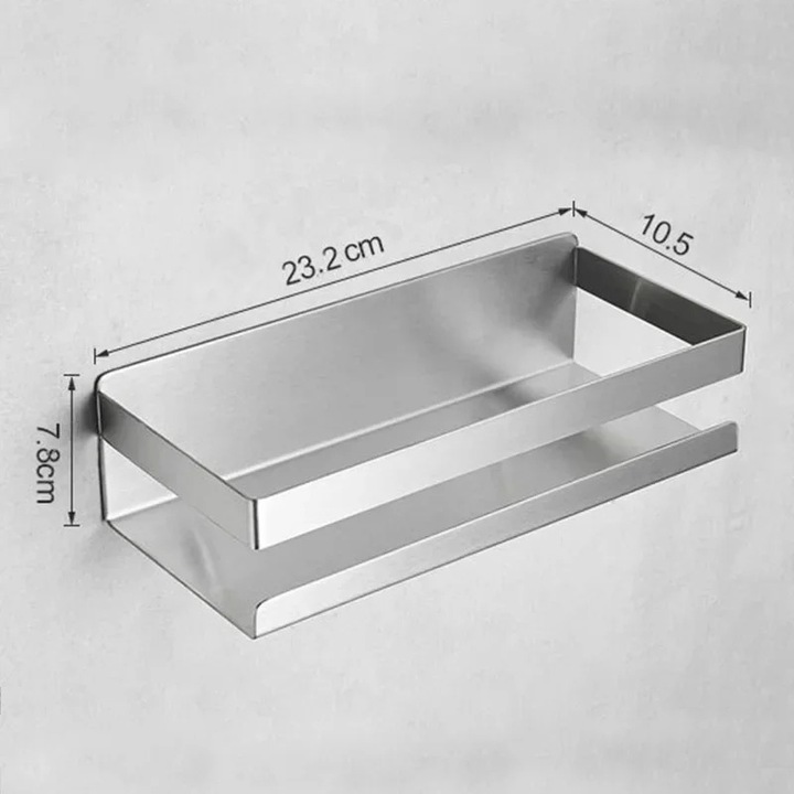 OEM Falra szerelhető fűszertartó, 304-es rozsdamentes acél, 3 szintes, ezüst, 23x10x7,8 cm