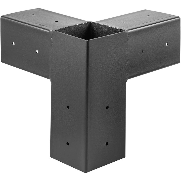Pergola konzol készlet, strapabíró, 4 irányú acél, 15x15 cm, 8 darabos, fekete