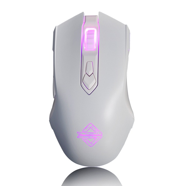 Геймърска мишка с RGB осветление, 4 регулируеми нива на DPI, ергономичен дизайн, бяла