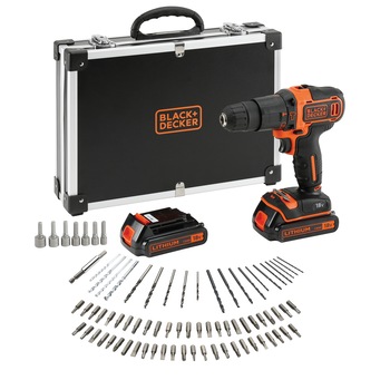 Masina de gaurit si insurubat (bormasina) cu percutie Black & Decker BDCHD18BAFC-QW, 18 V, 2 acumulatori x 1.5 Ah, geanta Flight, 80 accesorii Masina de gaurit si insurubat (bormasina) cu percutie Black & Decker BDCHD18BAFC-QW, 18 V, 2 acumulatori x 1.5 Ah, geanta Flight, 80 accesorii