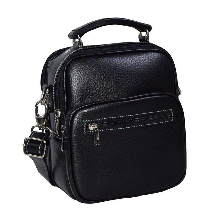 Borseta piele neagra cu cusaturi barbati 016 MAGAZINULDEGENTI