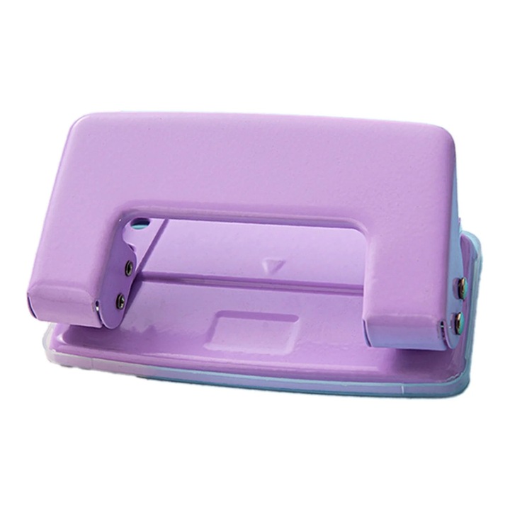 Perforator dublu din plastic si metal, 6mm distanta intre gauri, multicolor, 12x6.5x5cm