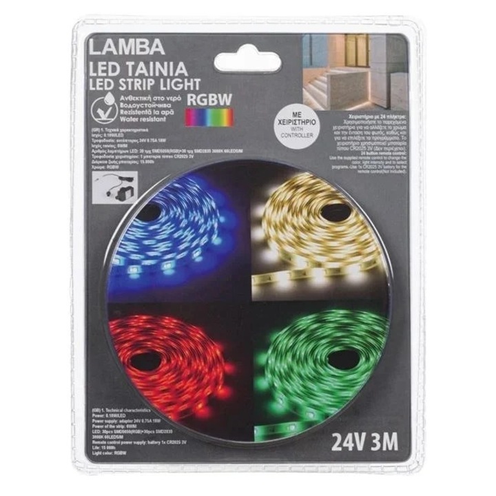 LED лента, Welora, Cамозалепваща се, C дистанционно управление, Дължина 3 м, Mногоцветна