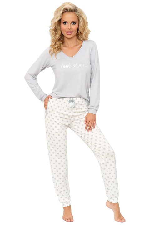 Pijama dama Donna Maya Long gri-ecru XXL