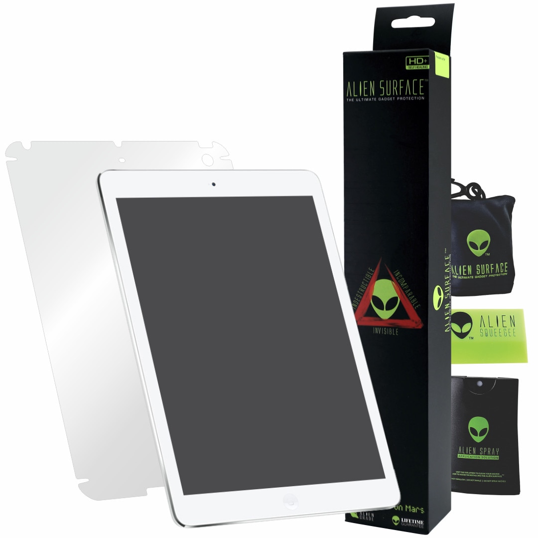 Folie Alien Surface HD, Apple iPad 9.7 inch (2017), protectie spate, laterale + Alien Fiber cadou