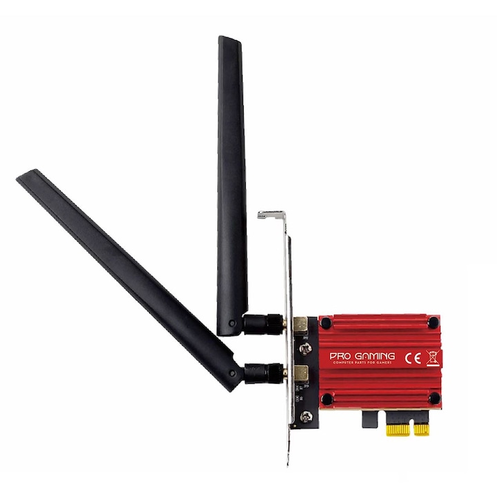 Placa de retea Wireless AX3000, Pro Gaming, Bluetooth 5.2, Wi-Fi 6, PCIe, 3000 Mbps, 2 antene Wi-Fi, compatibil Windows 11/10